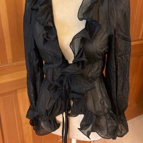 Nwt, Lavishly Paris Women’s Designer Ruffle Trim Top - Picture 14 of 16